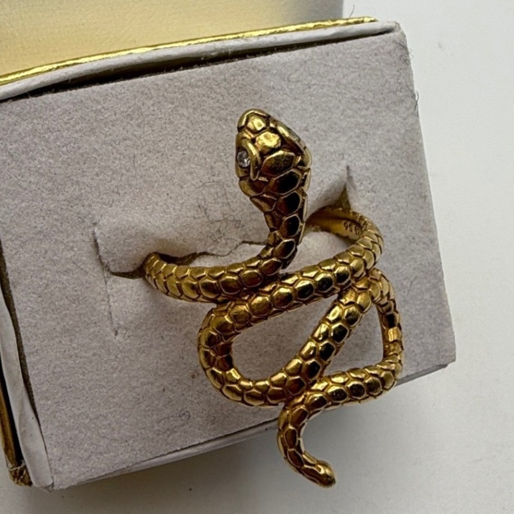 JLRY Snake Wrap Ring Women Size 7.5 Gold Plated 925 Sterling Silver Serpent New